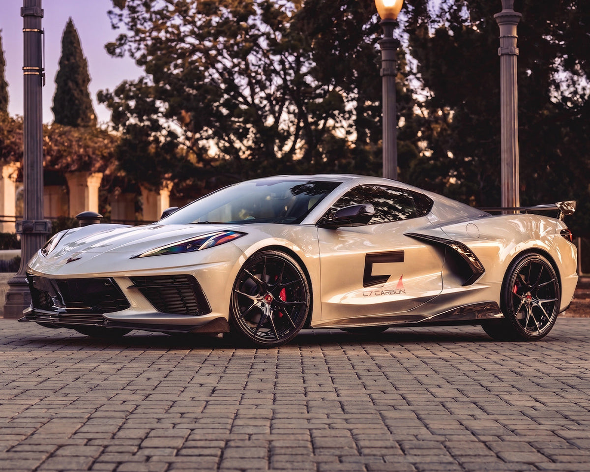 2020+ Corvette C8 5VM-Style Carbon Fiber Side Skirts with Underbody Extensions image 9