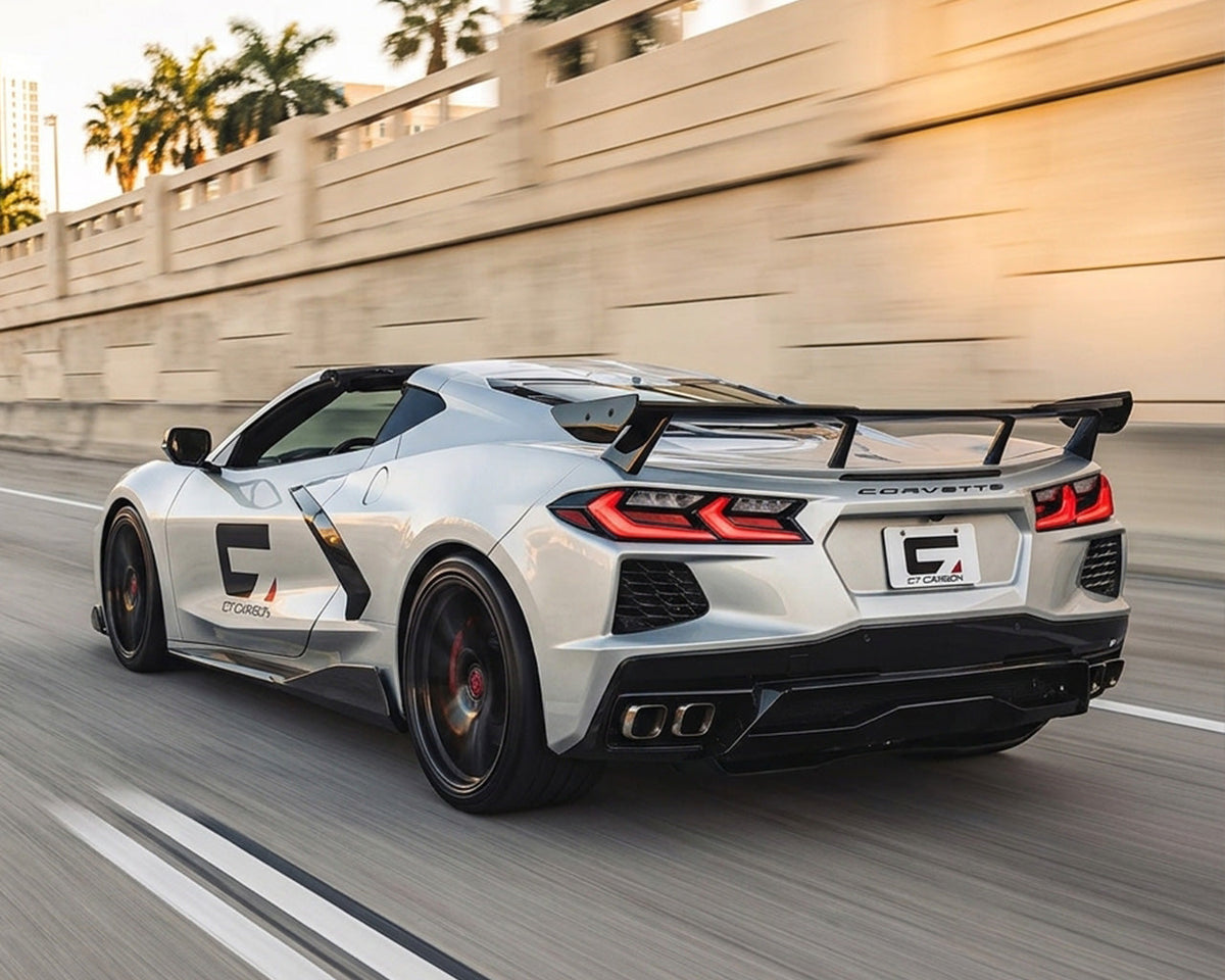 2020+ Corvette C8 OEM-Style Carbon Fiber High Wing Spoiler image 1