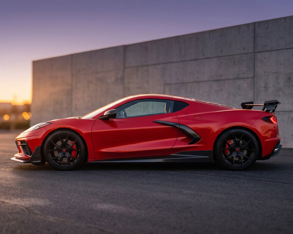 2020+ Corvette C8 Legacy Edition Carbon Fiber Low-Drag Side Skirts with Extended Undertray image 3