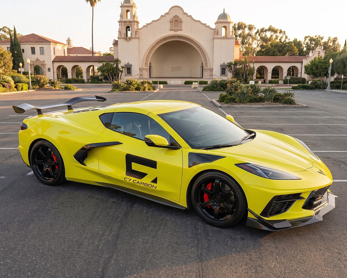 2020+ Corvette C8 Stingray Chassis-Mounted Z06-Style Rear Wing with Ducktail Lip image 3