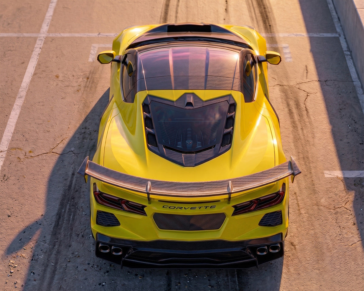 2020+ Corvette C8 Stingray ZR1-Style Carbon Fiber Rear Wing Spoiler image 4
