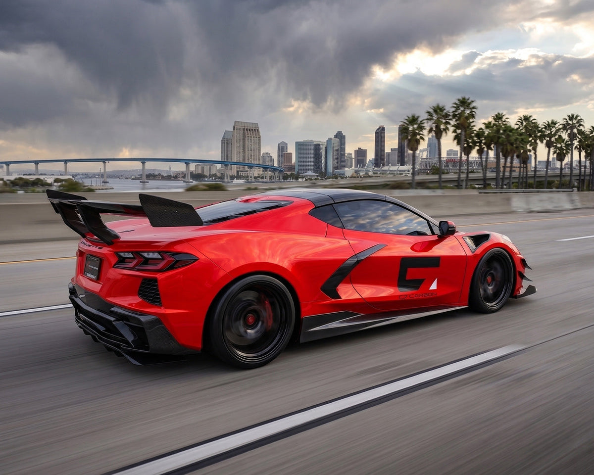 2020+ Corvette C8 Stingray ZR1-Style Carbon Fiber Rear Wing Spoiler image 3