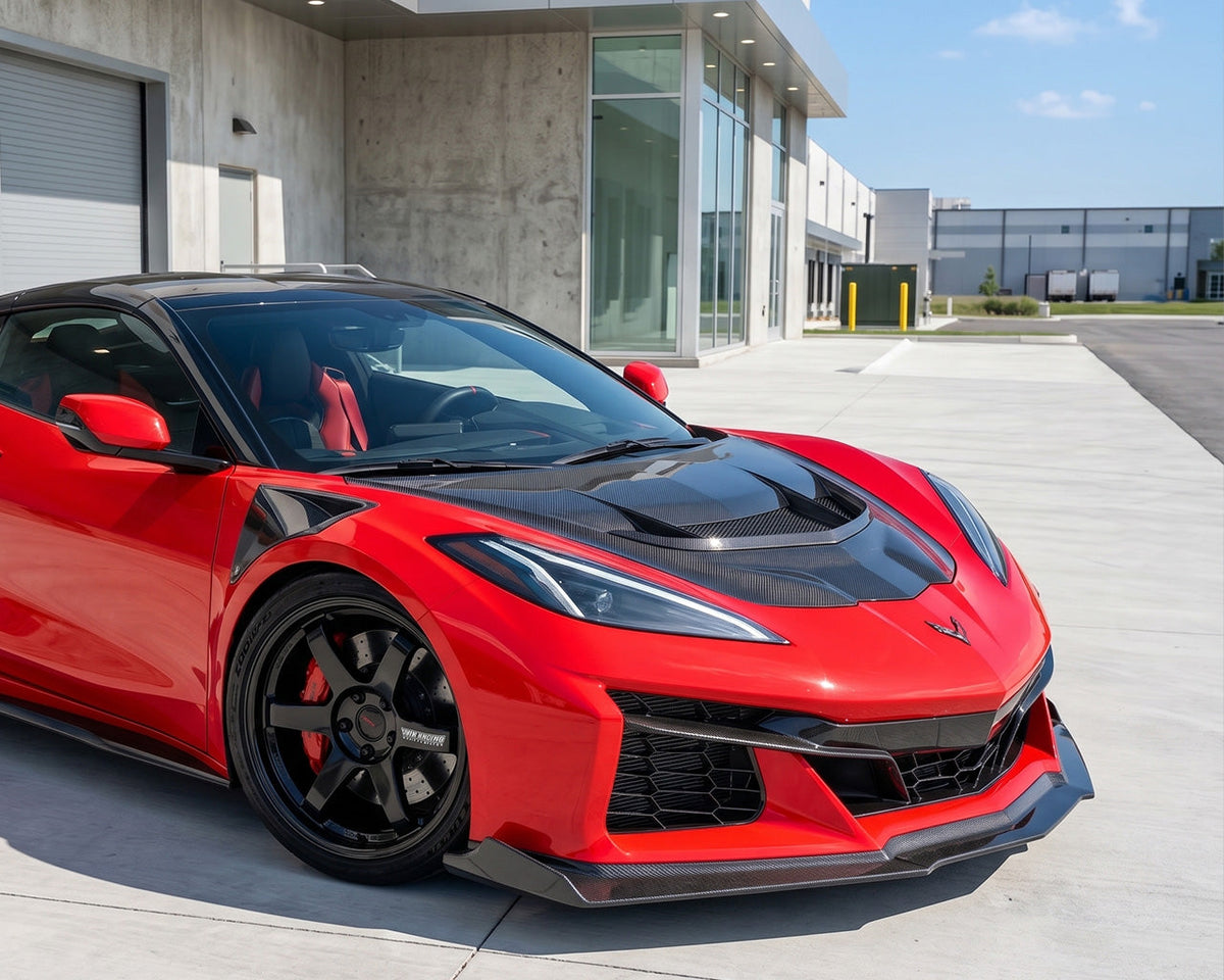 ZR1 Style Front Hood | Double Sided Carbon Fiber | Optional Functional Duct Package | C8 Corvette Stingray, Z06, E-Ray, Grand Sport (2020-2027) image 3