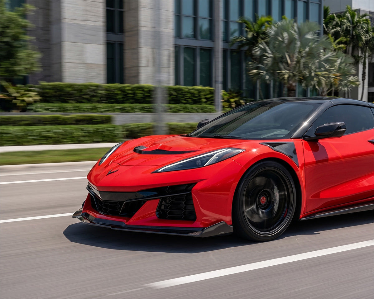 ZR1 Style Front Hood | Double Sided Carbon Fiber | Optional Functional Duct Package | C8 Corvette Stingray, Z06, E-Ray, Grand Sport (2020-2027) image 1