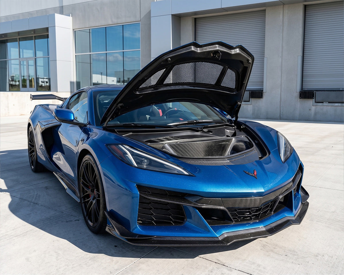 ZR1 Style Front Hood | Double Sided Carbon Fiber | Optional Functional Duct Package | C8 Corvette Stingray, Z06, E-Ray, Grand Sport (2020-2027) image 2