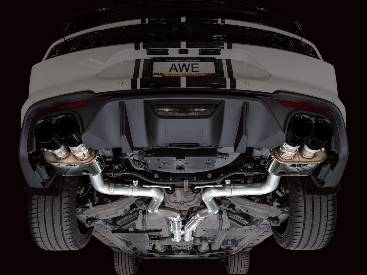 AWE SwitchPath™ Cat-back Exhaust for '18-'23 S550 Mustang GT - Quad Diamond Black Tips image 9