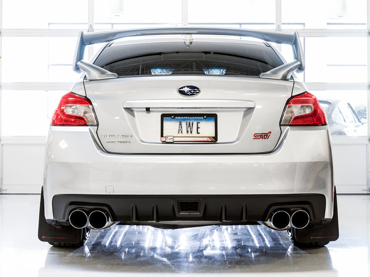 AWE Touring Edition Exhaust for VA STI / GV WRX / GV STI Sedan - Chrome Silver Quad Tips (102mm) image 3