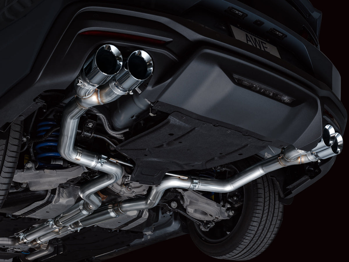 AWE Track Edition Exhaust for S650 Ford Mustang GT Fastback - Quad Chrome Silver Tips image 2