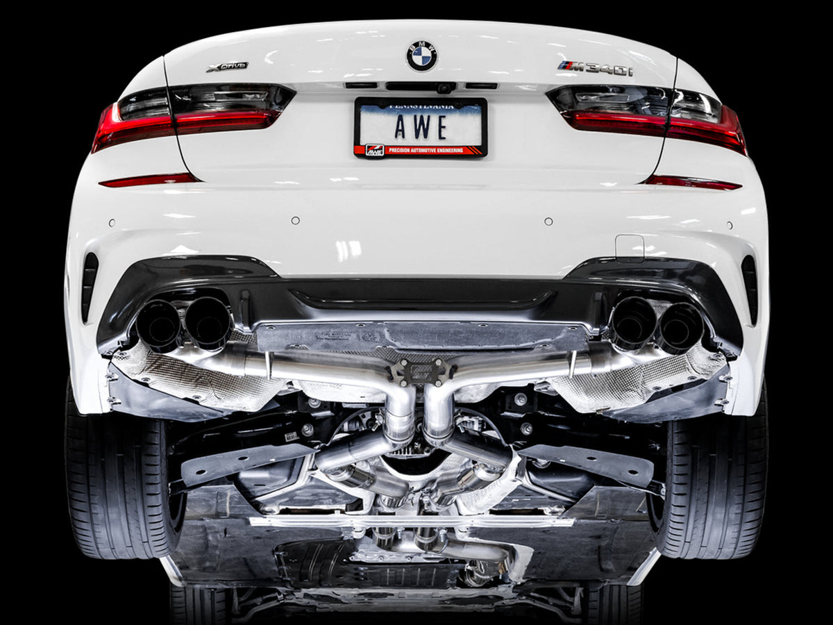 AWE Track Edition Exhaust for G2X M340i / M440i - Diamond Black Tips image 2