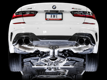 AWE Track Edition Exhaust for G2X M340i / M440i - Diamond Black Tips image 2