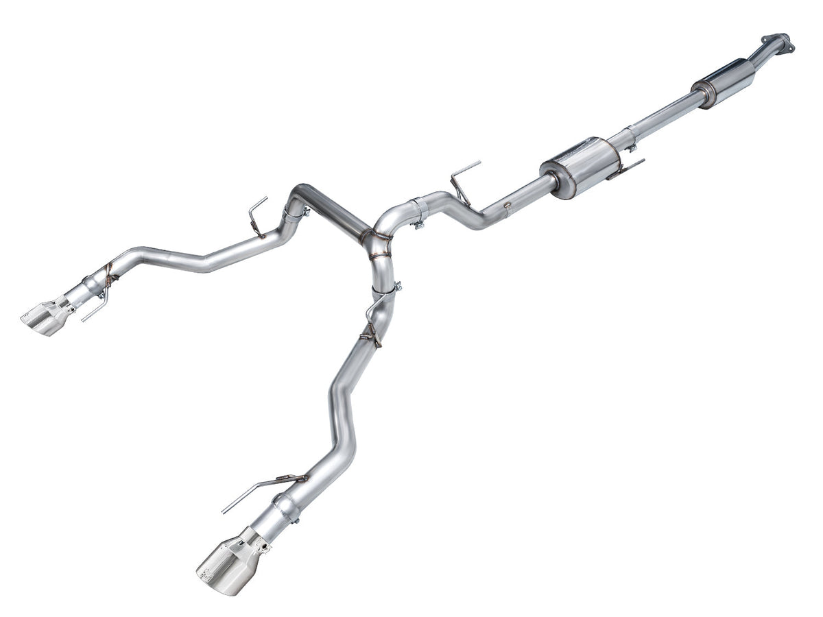 AWE 0FG Resonated Catback for '21+ Ford F-150 Tremor (With Bumper Cutouts) - Chrome Silver Tips image 1