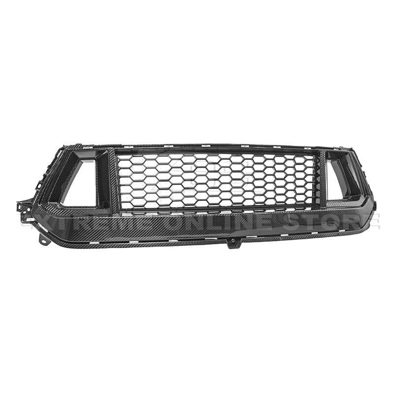 2024+ Ford Mustang DRY CARBON FIBER Front Upper Grille W/ GT Mesh Cover image 1