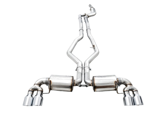 AWE Non-Resonated Touring Edition Exhaust for G2X M340i / M440i - Chrome Silver Tips image 1