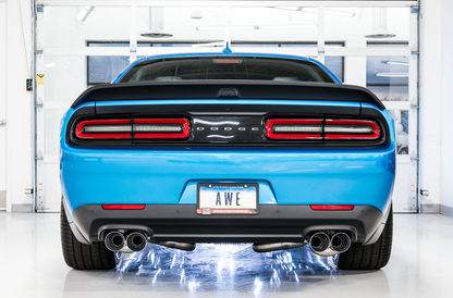 AWE Track Edition Exhaust for 15+ Challenger 6.4 / 6.2 SC - Chrome Silver Quad Tips image 3