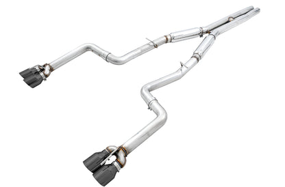 AWE Track Edition Exhaust for 15+ Challenger 6.4 / 6.2 SC - Diamond Black Quad Tips image 1