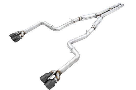 AWE Track Edition Exhaust for 15+ Challenger 6.4 / 6.2 SC - Diamond Black Quad Tips image 1