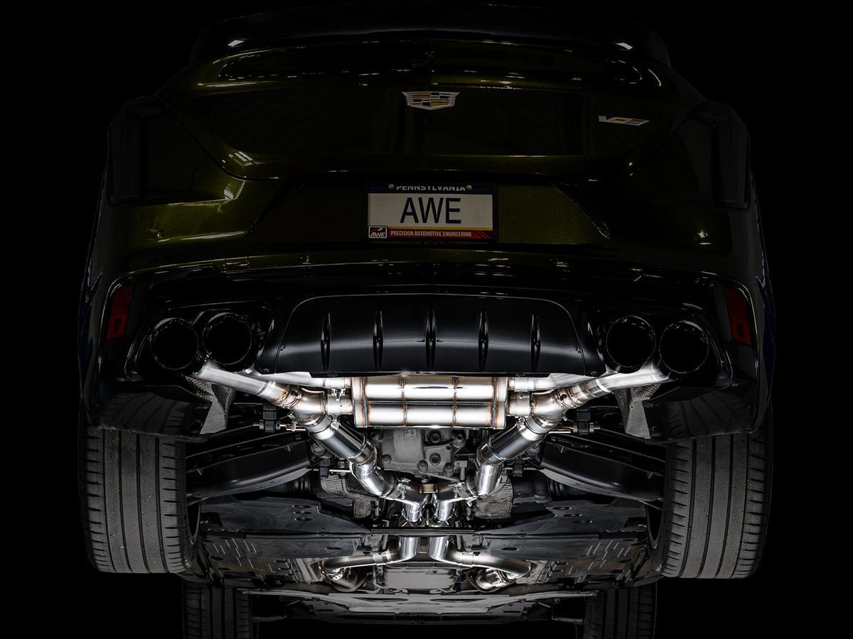 AWE SwitchPath™ Exhaust for Cadillac CT4-V Blackwing - Diamond Black Tips image 8