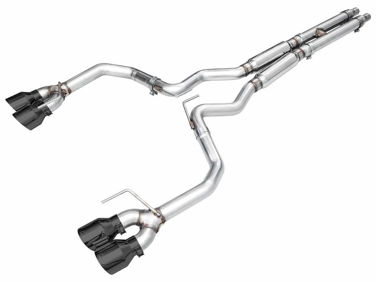 AWE Track Edition Exhaust for S650 Ford Mustang Dark Horse - Quad Diamond Black Tips image 1