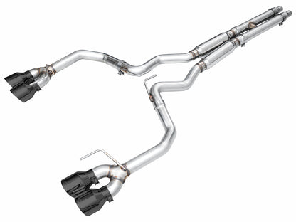 AWE Track Edition Exhaust for S650 Ford Mustang Dark Horse - Quad Diamond Black Tips image 1