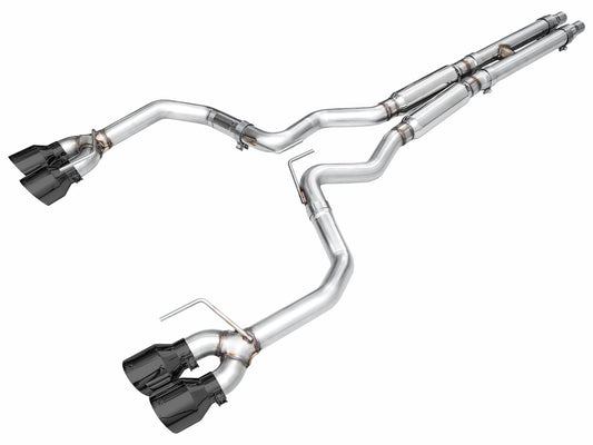 AWE Track Edition Exhaust for S650 Ford Mustang Dark Horse - Quad Diamond Black Tips image 1