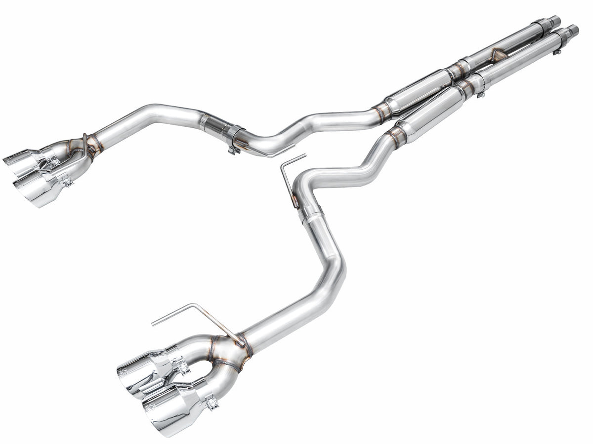 AWE Track Edition Exhaust for S650 Ford Mustang GT Fastback - Quad Chrome Silver Tips image 1