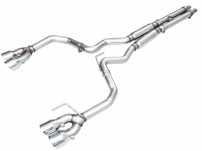 AWE Track Edition Exhaust for S650 Ford Mustang GT Fastback - Quad Chrome Silver Tips image 1