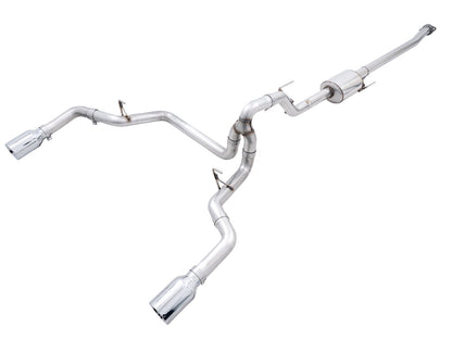 AWE 0FG Dual Split Rear Exhaust for '21+ Ford F-150 - 5 Chrome Silver Tips image 1