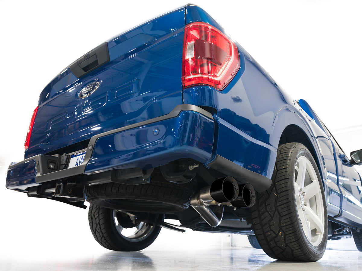 AWE 0FG Dual Side Exit Exhaust for Ford F-150 Regular Cab - 4.5 Diamond Black Tips image 5