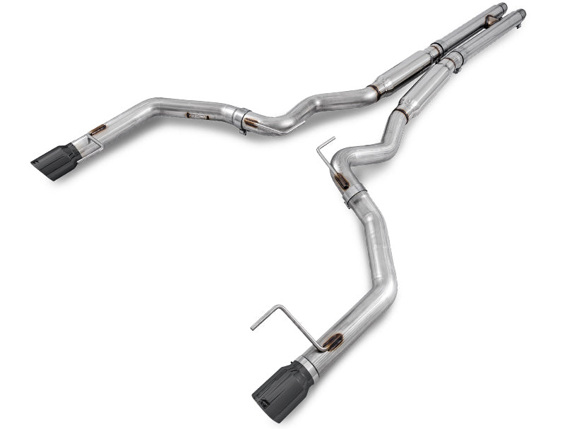 AWE Track Edition Cat-back Exhaust for S550 Mustang GT - Dual Tip - Diamond Black Tips image 1