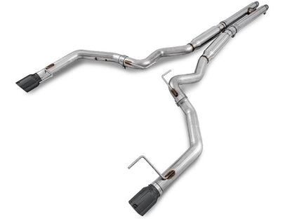 AWE Track Edition Cat-back Exhaust for S550 Mustang GT - Dual Tip - Diamond Black Tips image 1