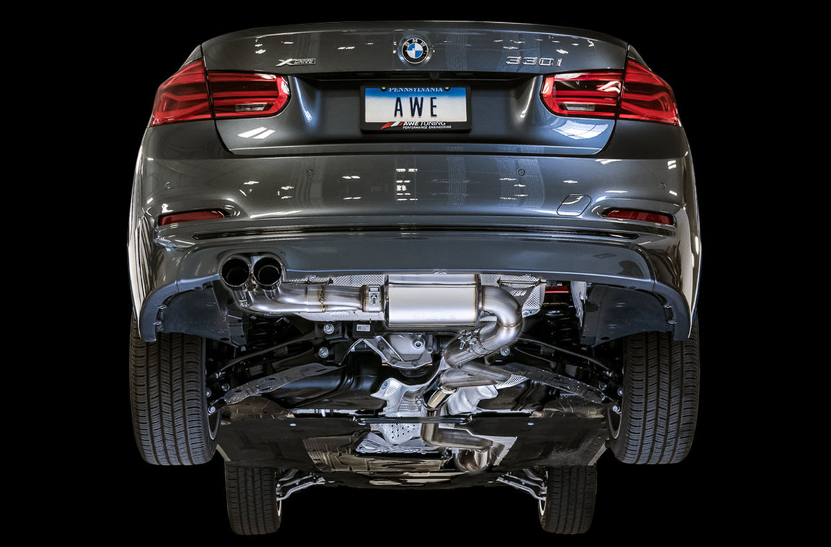 AWE Touring Edition Axle-back Exhaust for BMW F3X 28i / 30i, Single Side - Chrome Silver Tips (80mm) image 3