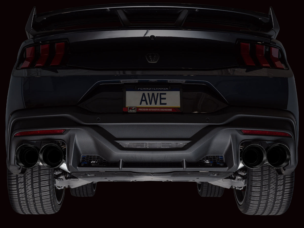 AWE Track Edition Exhaust for S650 Ford Mustang Dark Horse - Quad Diamond Black Tips image 3
