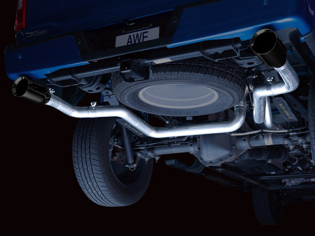 AWE 0FG Dual Split Rear Exhaust for '21+ Ford F-150 - 5 Diamond Black Tips image 5