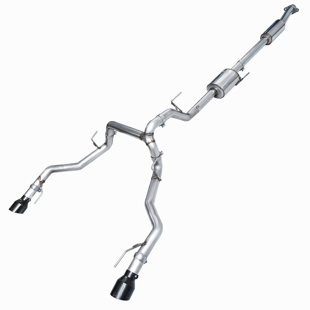 AWE 0FG Resonated Catback for '21+ Ford F-150 Tremor (With Bumper Cutouts) - Diamond Black Tips image 1