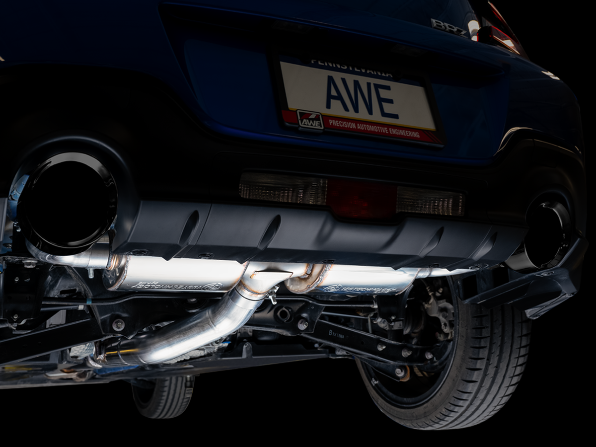 AWE Touring Edition Exhaust for Subaru BRZ / Toyota GR86 / Toyota 86 / Scion FR-S - Diamond Black Tips image 5