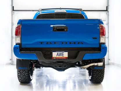 AWE 0FG Exhaust with BashGuard for 3rd Gen Tacoma - Dual Chrome Silver Tips image 12
