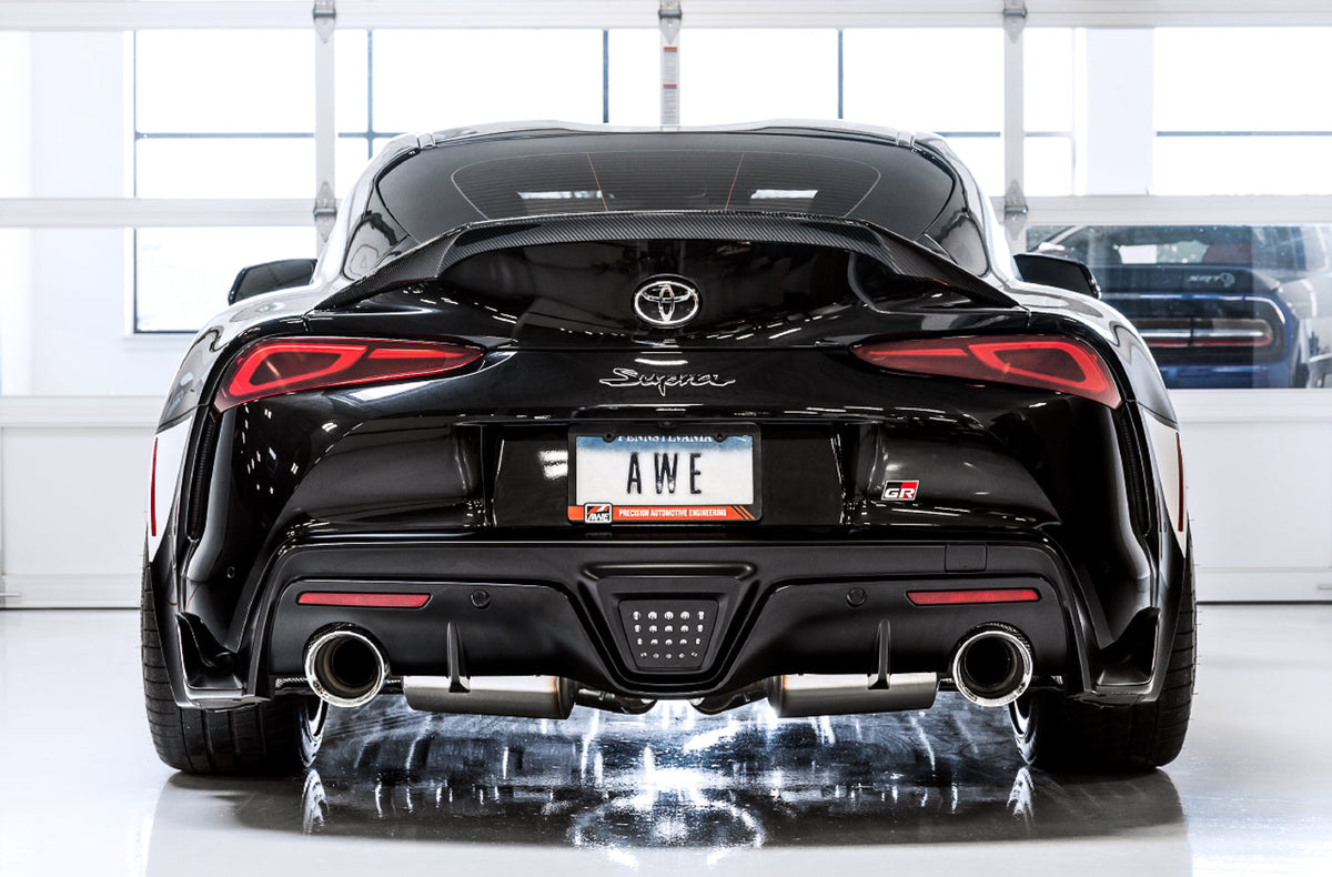 AWE Non-Resonated Touring Edition Exhaust for A90 Supra - 5" Diamond Black Tips image 2