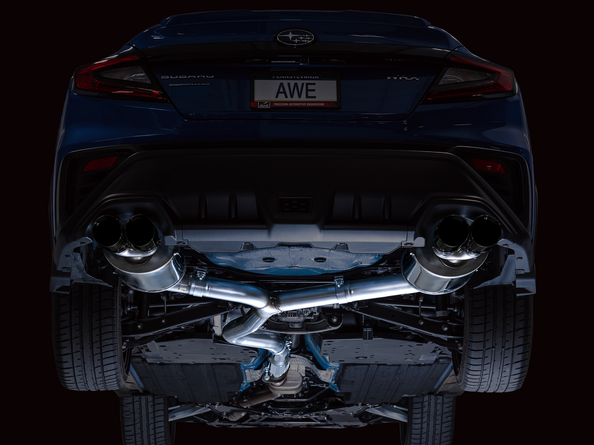 AWE Touring Edition Exhaust for VB Subaru WRX - Diamond Black Tips image 8