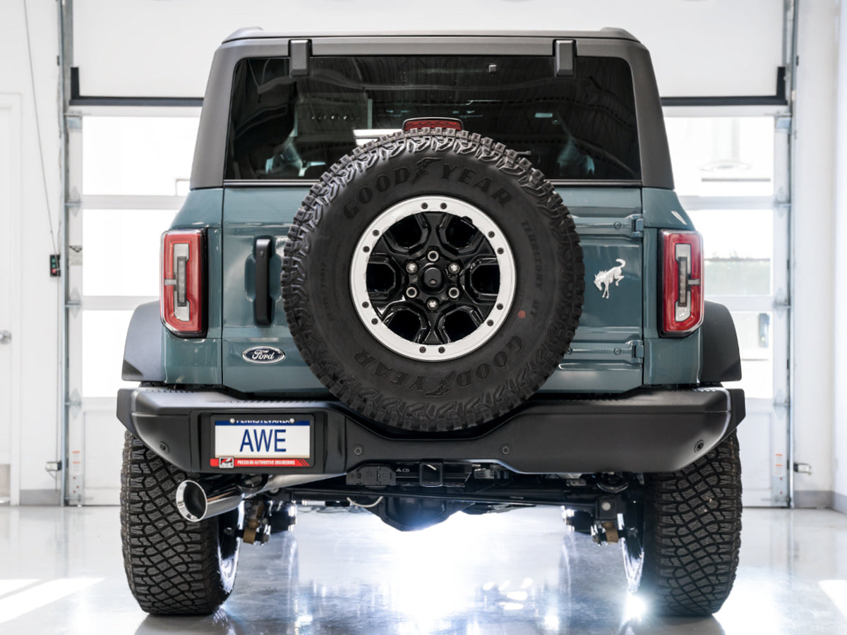 AWE 0FG Catback Exhaust for Ford Bronco with BashGuard™ - Single 5 Chrome Silver Tip image 8