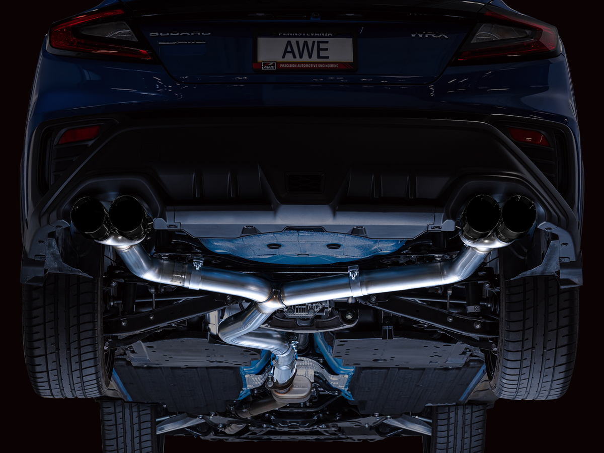 AWE Track Edition Exhaust for VB Subaru WRX - Diamond Black Tips image 7