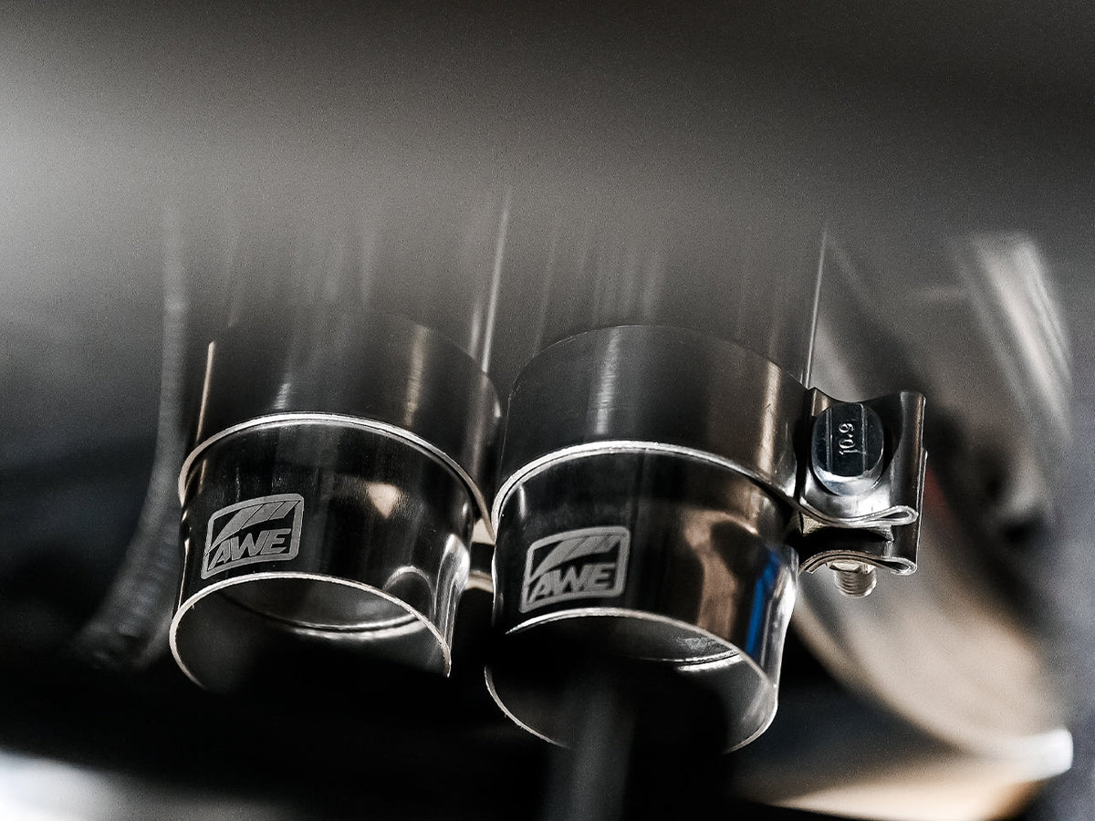 AWE 0FG Exhaust with BashGuard for 3rd Gen Tacoma - Dual Diamond Black Tips image 13