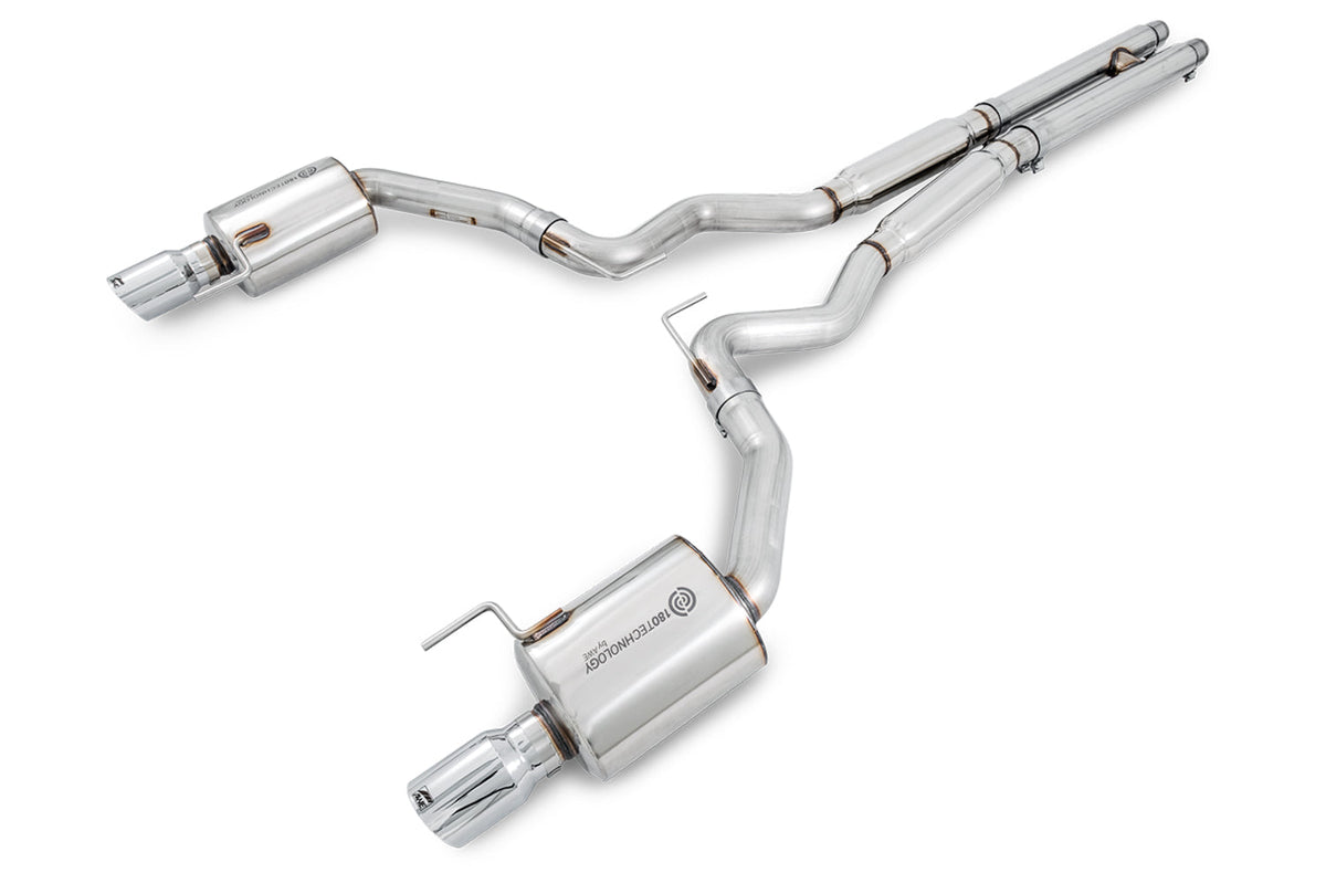 AWE Touring Edition Cat-back Exhaust for S550 Mustang GT - Dual Tip - Chrome Silver Tips image 1