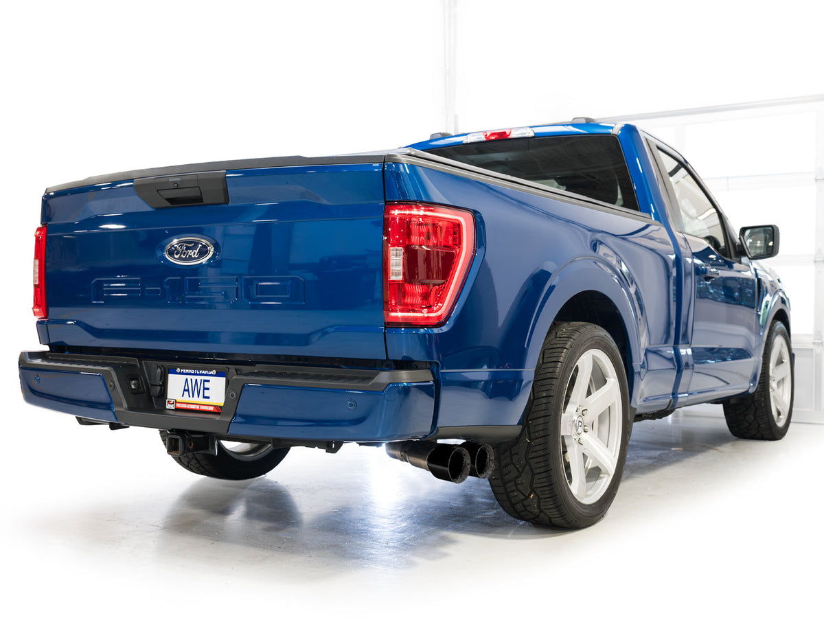 AWE 0FG Dual Side Exit Exhaust for Ford F-150 Regular Cab - 4.5 Diamond Black Tips image 4