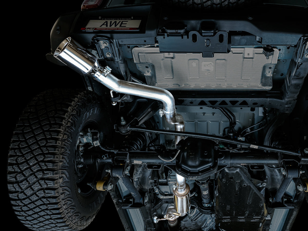 AWE 0FG Catback Exhaust for Ford Bronco with BashGuard™ - Single 5 Chrome Silver Tip image 4