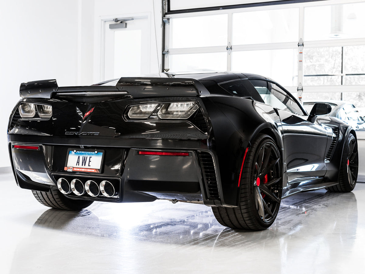 AWE Touring Edition Axleback Exhaust for C7 Corvette Stingray / Z51 / Grand Sport / Z06 / ZR1 -- Chrome Silver Tips (includes AWE AFM valve simulators) image 4