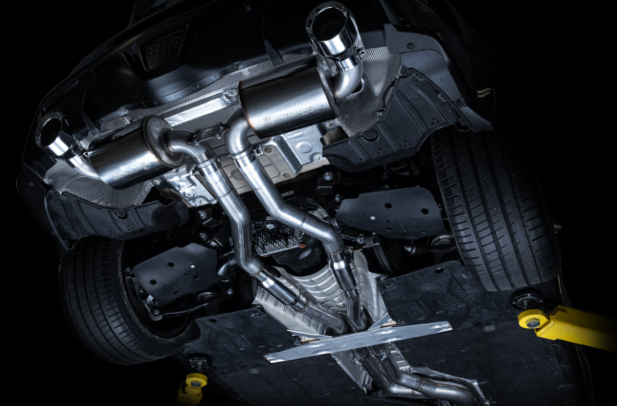 AWE Resonated Touring Edition Exhaust for A90 Supra - 5" Chrome Silver Tips image 3