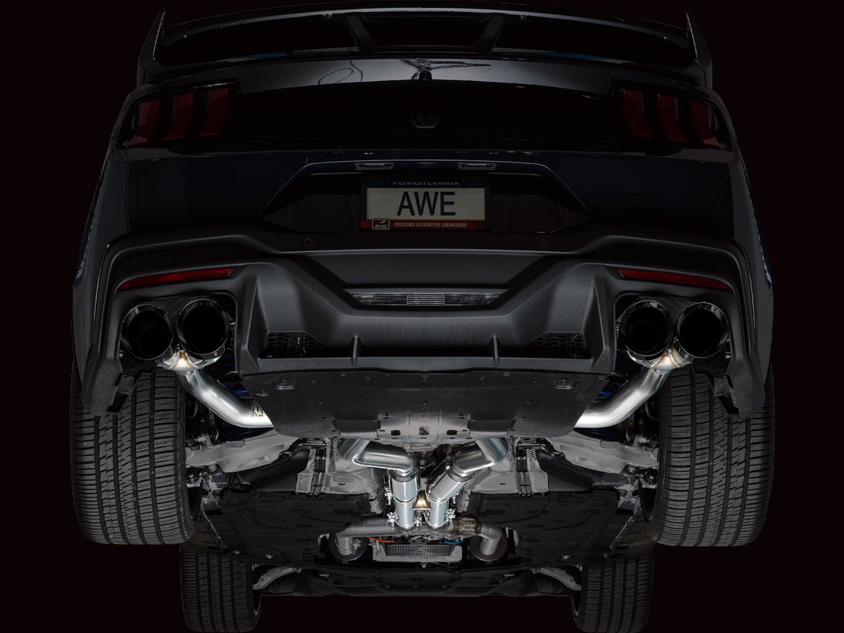 AWE Track Edition Exhaust for S650 Ford Mustang Dark Horse - Quad Diamond Black Tips image 8