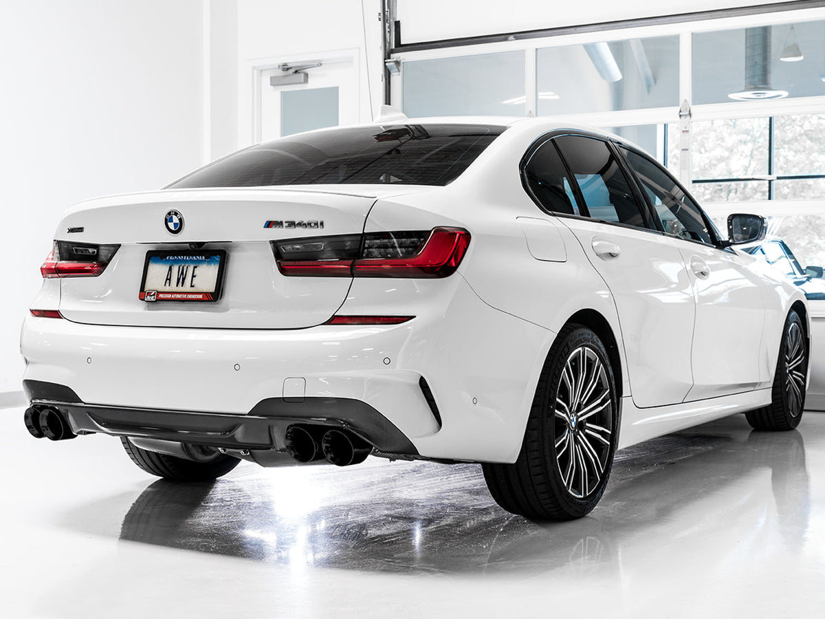 AWE Resonated Touring Edition Exhaust for G2X M340i / M440i - Diamond Black Tips image 3