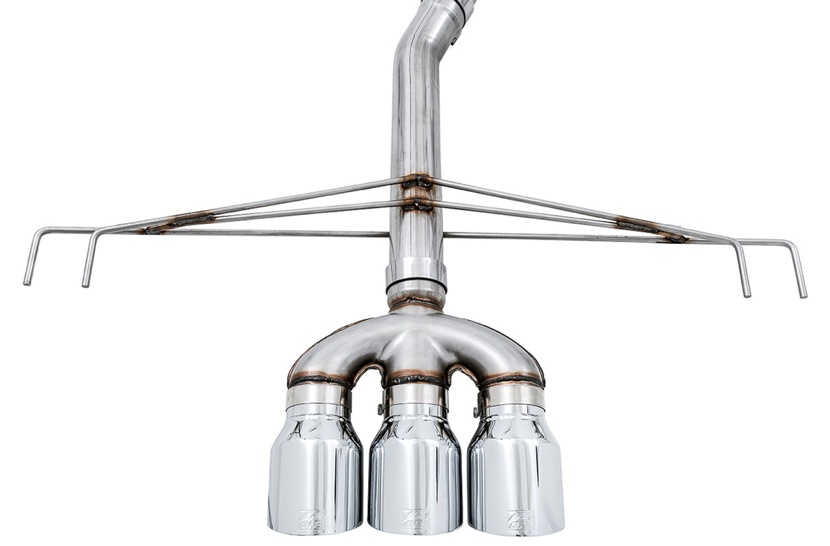 AWE Track Edition Exhaust for FK8 Civic Type R (includes Front Pipe) - Triple Chrome Silver Tips image 4