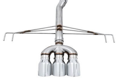 AWE Track Edition Exhaust for FK8 Civic Type R (includes Front Pipe) - Triple Chrome Silver Tips image 4